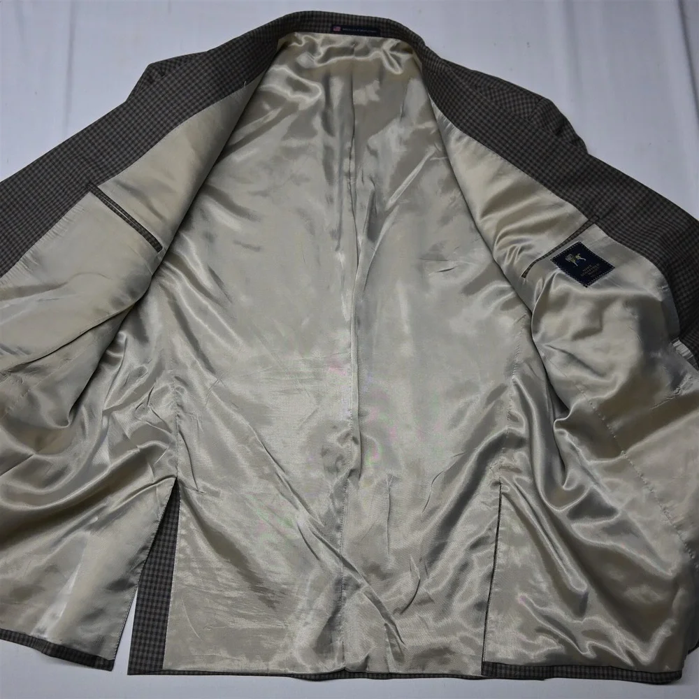 Hart Schaffner Marx 50R Brown Shepard Check Mens Blazer Sport Coat‎ Suit Jacket